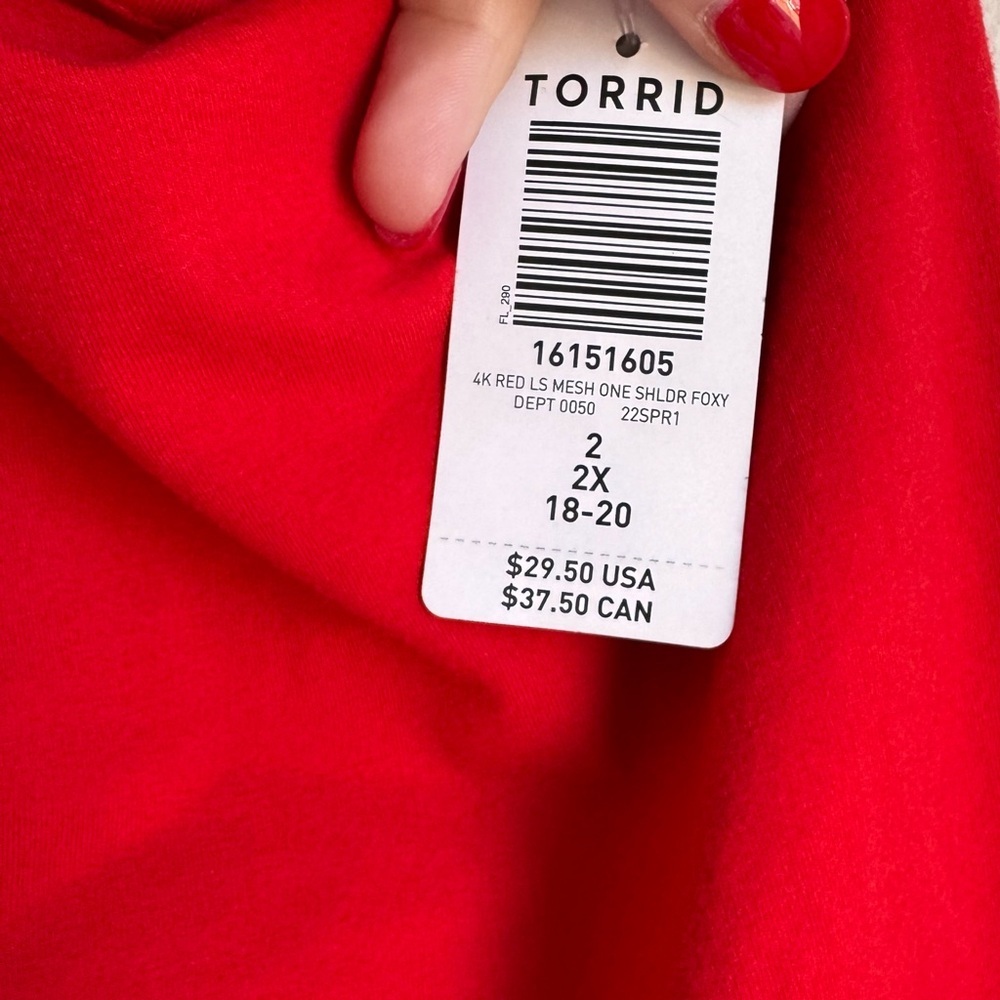 torrid Bright Red One-Shoulder Asymmetrical Tunic - Picture 2 of 6